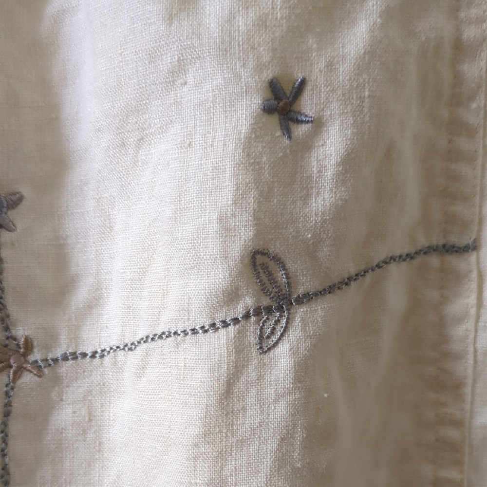 Yellow Sleeveless Dress J. Jill Linen Embroidered Summer BBQ - Picture 2 of 4